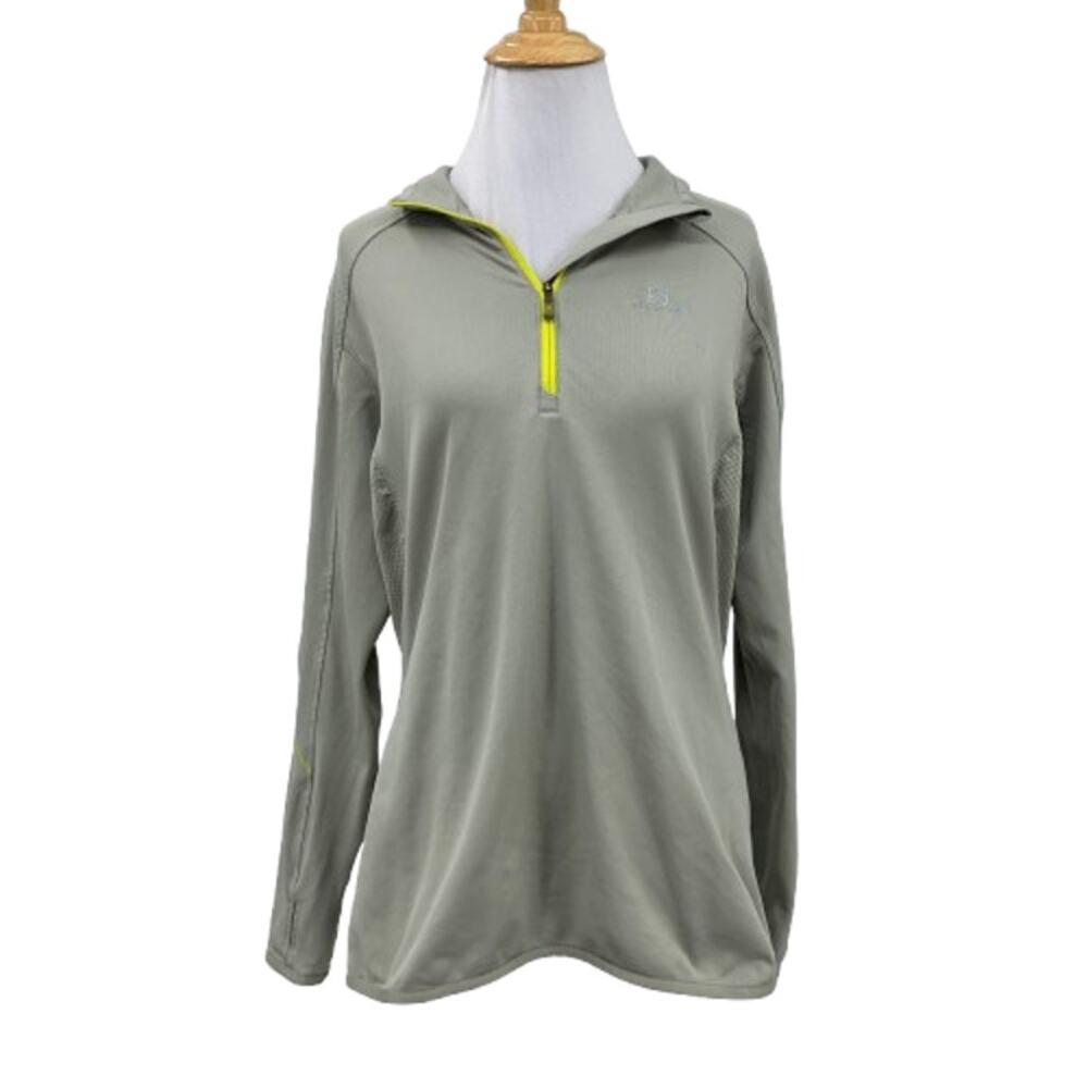 Salomon Running Shirt Womens L Large Sage Acti Therm Fleece Lined Thumbholes